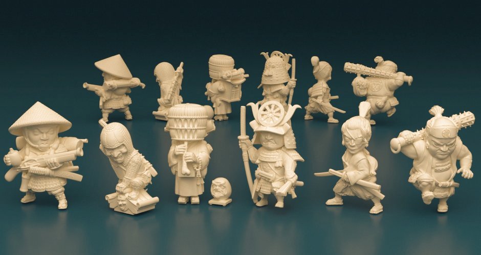 Chibi-Style Samurai 3D models for 3D prints - Dreameks